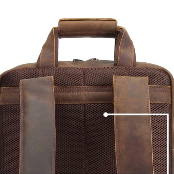 BRAND NEW GENUINE LEATHER COWHIDE BROWN BACKPACK  NWT - Picture 4 of 14